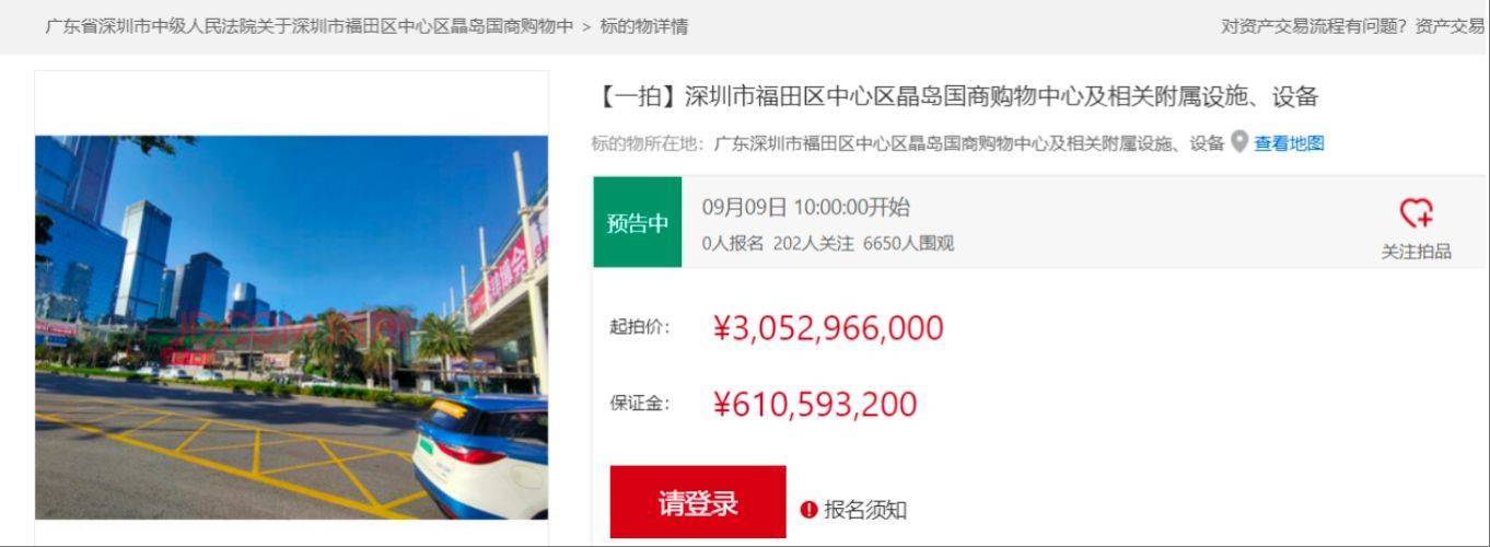折价约30%<strong></p>
<p>BSV行情</strong>，深圳知名商场皇庭广场30亿元起拍，土地使用年限还剩17年